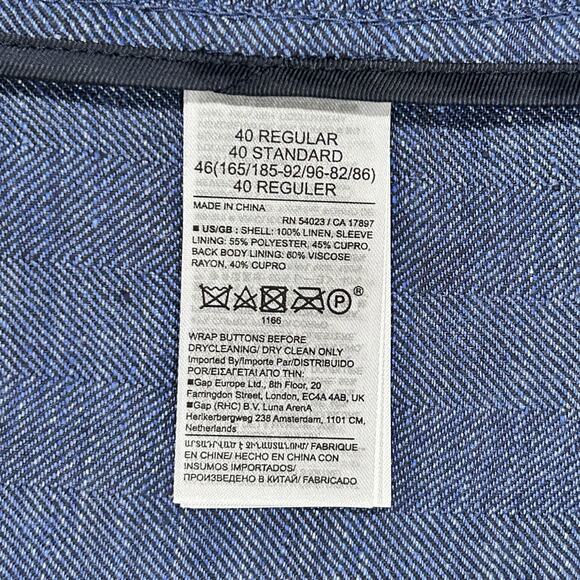 Banana Republic Linen Blazer Blue Double Breasted Slim Size 40R NWT - Picture 6 of 6